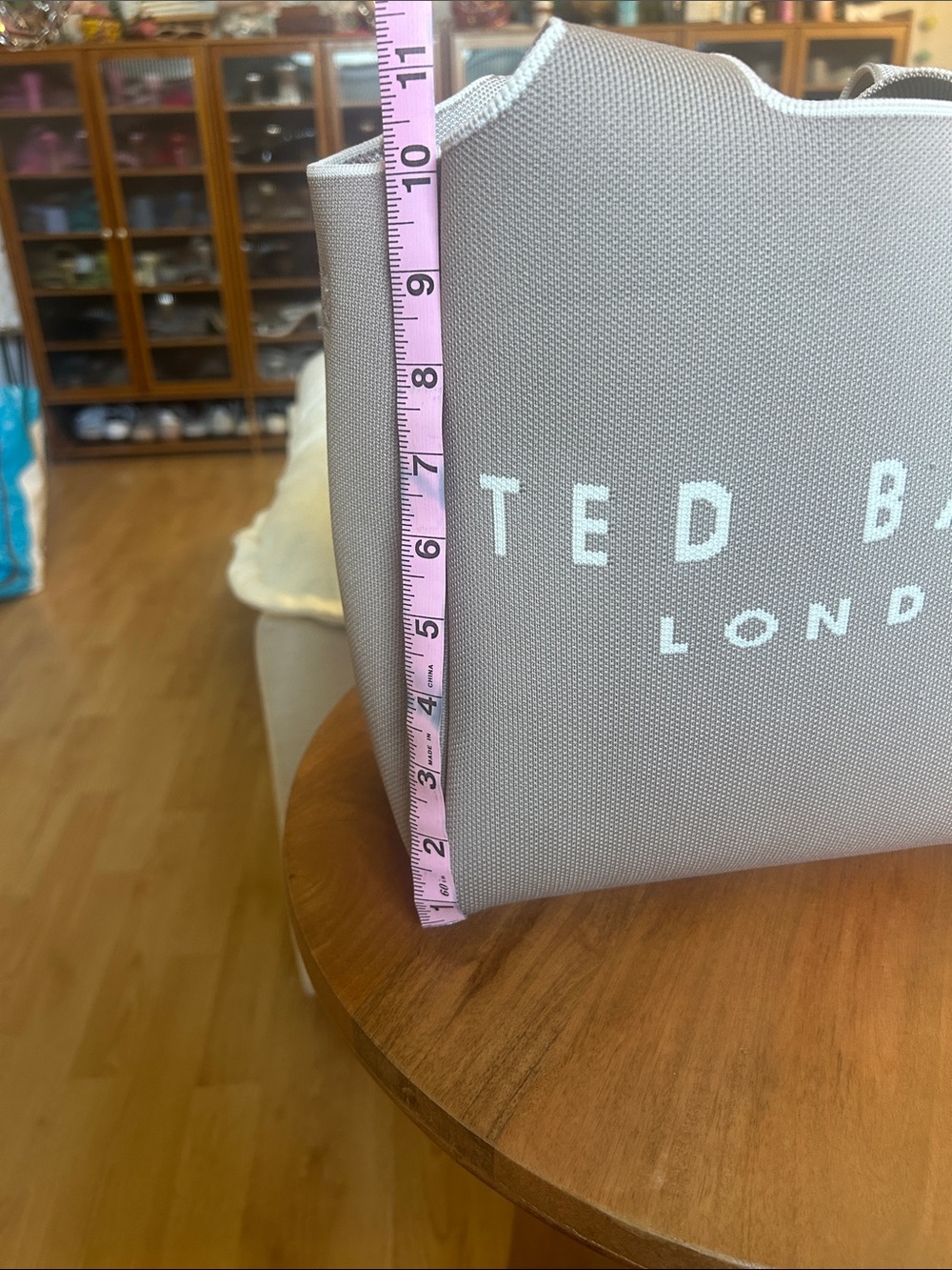 Ted Baker Neutral Taupe Canvas Shopper Tote with White Logo - Picture 11 of 11